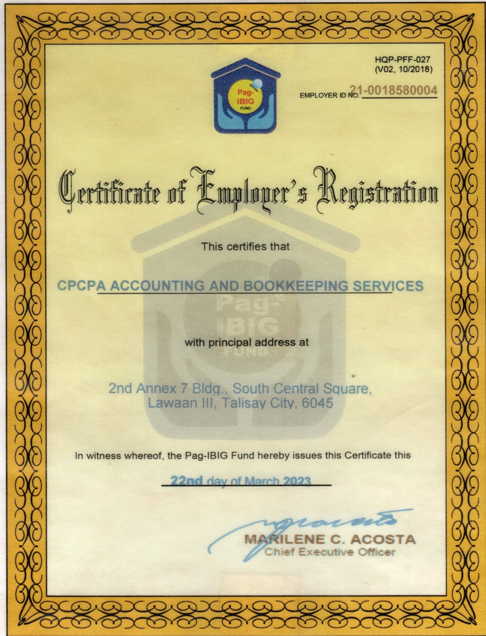 Pag-IBIG Certificate