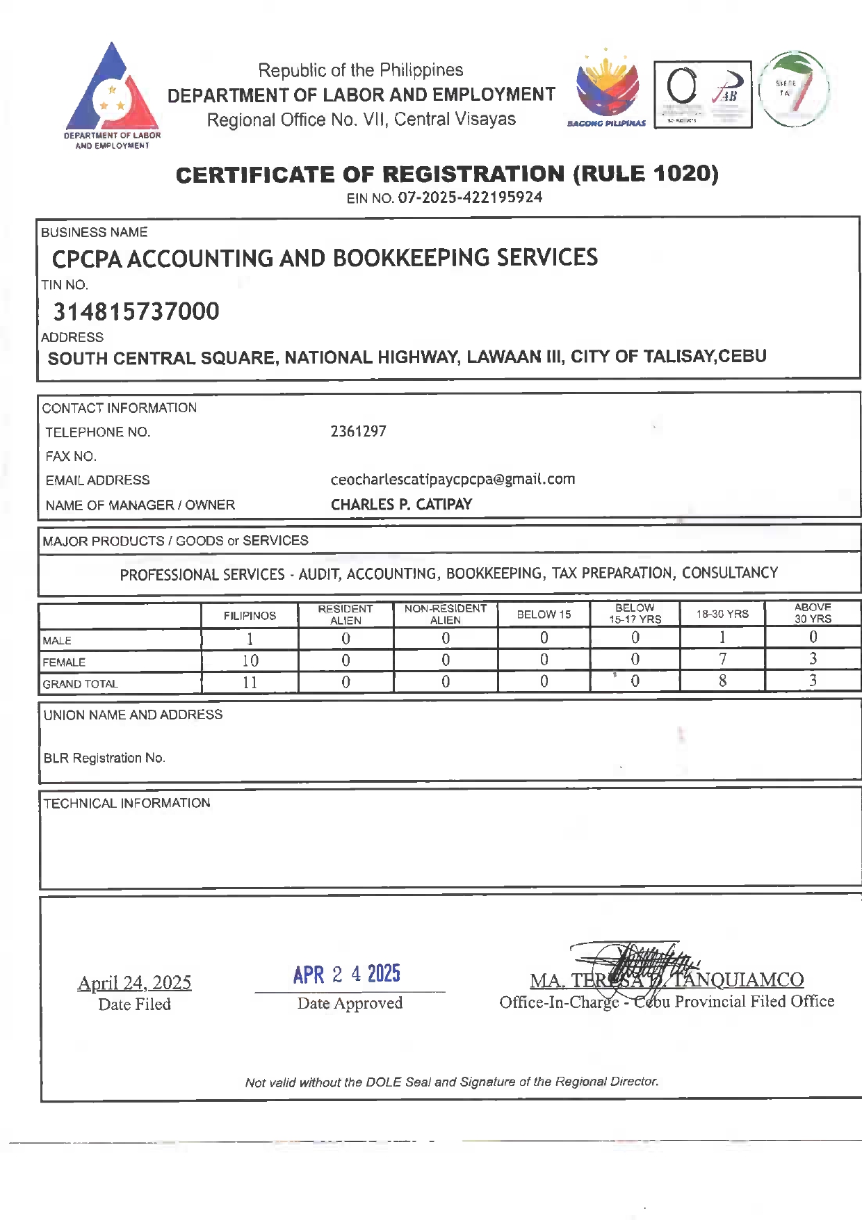 DOLE Certificate