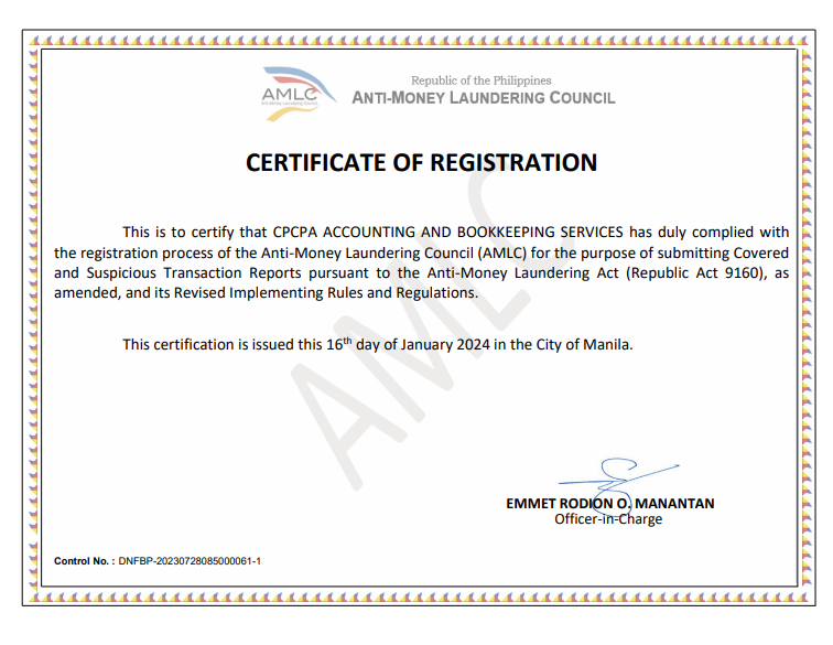 AMLA Certificate