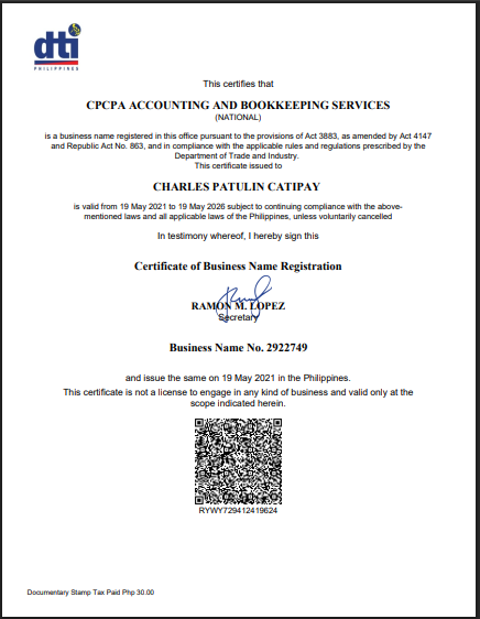 DTI Certificate